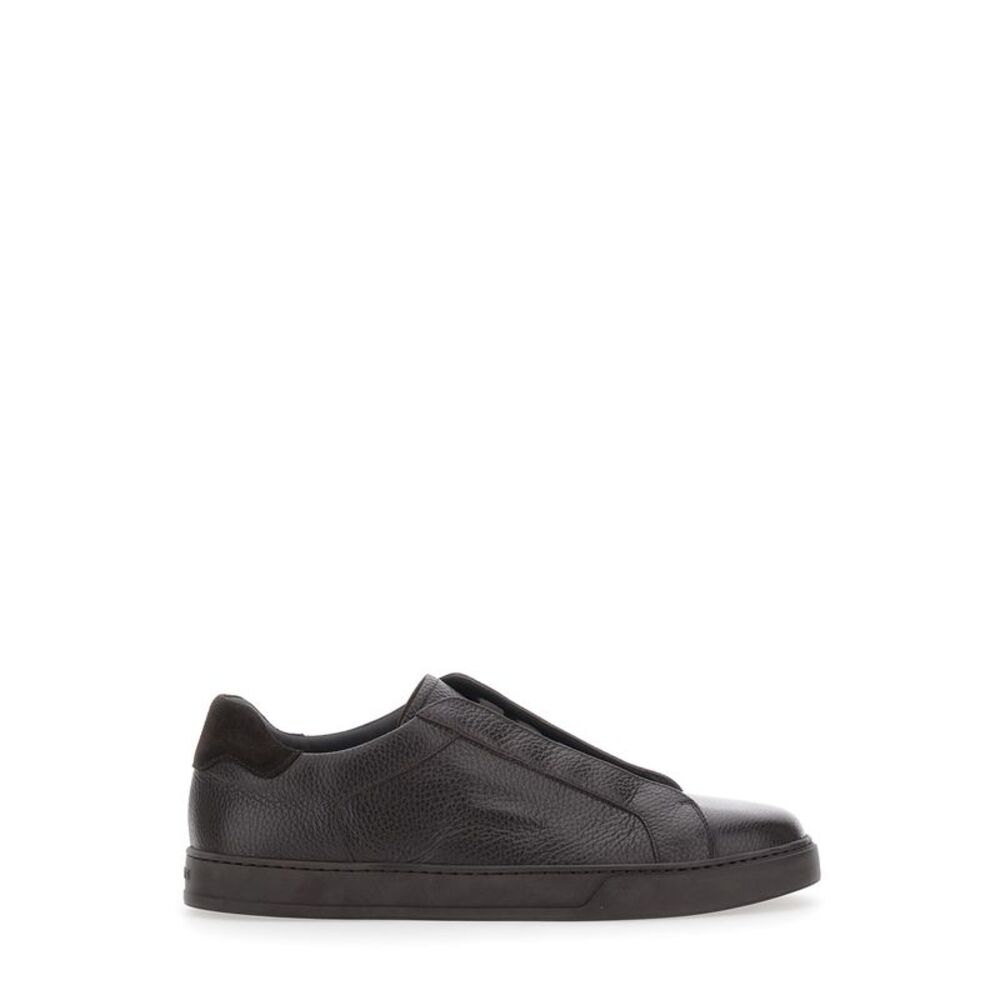 Doucal's Men Spencer Sneakers With Calf Lining And Ebony Color For Men